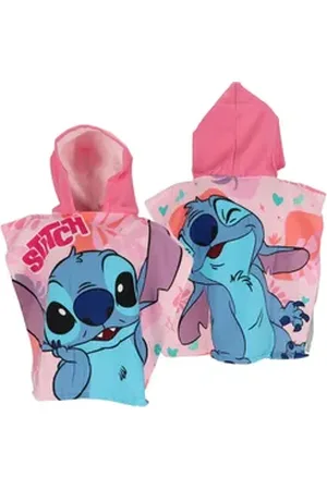 Lilo & Stitch Lilo & Stitch Poncho Kinder – Praktischer Mikrofaser Poncho 100x55 cm rosa