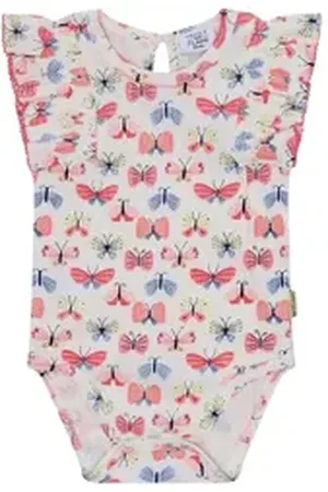 Hust & Claire Kurzarmbody Bri (1-tlg) Baby Body Bri – Schmetterlingsdesign, Kurzarm mit Rüschen beige 68