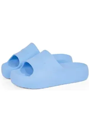Tommy Hilfiger TJW CHUNKY POOL SLIDE ESS Pantolette, Plateau, Sommerschuh, Schlupfschuh, Bequemschuh, Logoschriftzug blau 41-42 EU