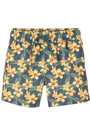 Vertbaudet Badehose Jungen Badeshorts mit Hawaiiblumen blau 86