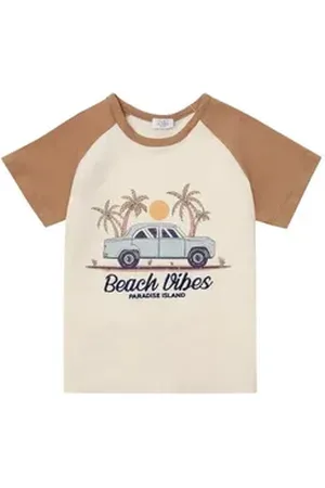 Hust & Claire T-Shirt Anton (1-tlg) Kinder T-Shirt Anton – Sommerliches Shirt mit Beach-Vibes-Print braun 110