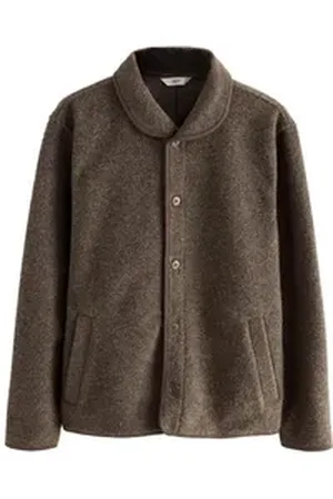 Next Strickjacke Strickjacke mit Schalkragen aus Wollgemisch (1-tlg) braun 5XL