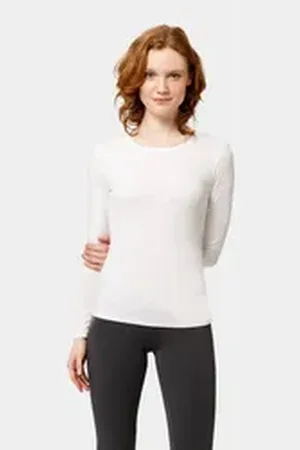 Les Lunes Langarmshirt RYLIEE Longsleeve Rib Leichtes Ryliee Longsleeve aus geripptem Bambus Mix im Slim Fit weiß L