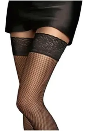 Fiore di Lucia Milano Halterlose Strümpfe Sensual (Packung, 1 Paar) halterlose Netz-Stümpfe mit dekorativem Abschluss am Strumpfband bunt|schwarz 3 (M)