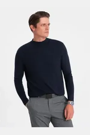 Ombre Clothing Rollkragenpullover Gestrickter halber Rollkragenpullover für Männer mit Viskose grau S