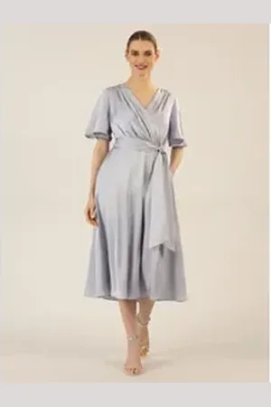 Apart Midikleid us mattschimmerndem Satin blau 42