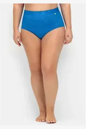 Sheego Bikini-Hose Große Größen mit Blumen-Struktur blau 54
