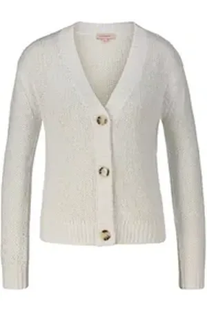 Kate Storm Cardigan Damen Strickjacke aus Bändchengarn (1-tlg) weiß L