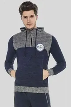 Cipo & Baxx Kapuzensweatshirt Sweatshirts mit Zipper und Konstrast-Look blau 2XL