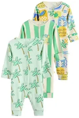 Next Schlafoverall 3er-Pack Baby-Schlafanzüge, Ananas (3-tlg) grün 68-74 (6-9 Mon.)