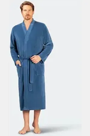 HAJO Bademantel Bademantel, Struktur Velours blau 48
