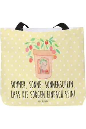 Mr. & Mrs. Panda Shopper Sommerfreude - Gelb Pastell - Geschenk, Sommerzeit, genießen, Strand, (1-tlg), Trendiges Design gelb