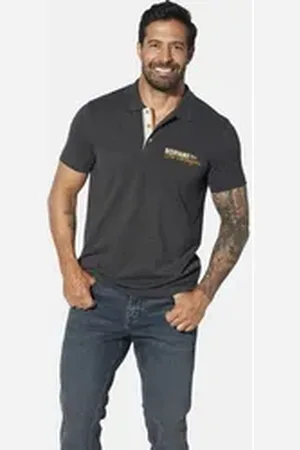 Jan Vanderstorm Poloshirt JAKOV mit Kontrast-Knopfleiste grau 4XL (68/70)
