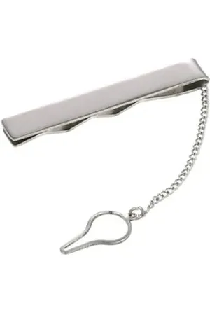 DonDon Krawattennadel Krawattenklammer Krawattennadel, Krawattennadel aus Edelstahl, mit Zierkette, verschiedene Designs silberfarben