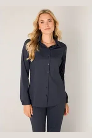 Base Level Langarmbluse Tamara mit Stretch blau 46