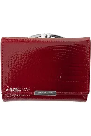Jennifer Jones Geldbörse Damen-Geldbörse-RFID-Smal Kroko-Design 9 CC-Slots (Damen-Geldbörse) rot