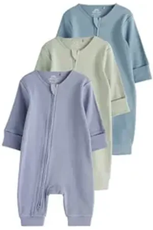 Next Schlafoverall Fußlose Baby-Schlafanzüge Reißverschluss 3er-Pack (3-tlg) blau 56 (bis zu 1 Mon.)
