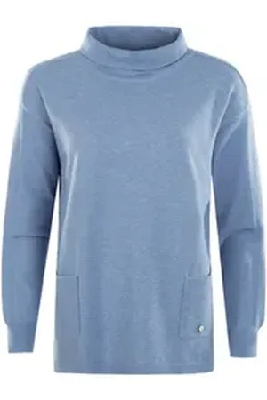 HAJO Rollkragenpullover Pullover mit halsfernem Rollkragen blau 50