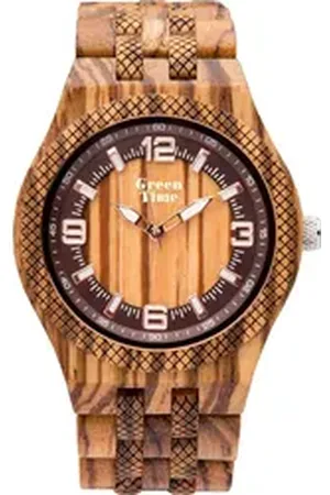 Green Time Quarzuhr ZW113A, Armbanduhr, Herrenuhr, Holzuhr, Leuchtzeiger braun