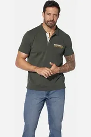 Jan Vanderstorm Poloshirt JAKOV mit Kontrast-Knopfleiste grün 4XL (68/70)