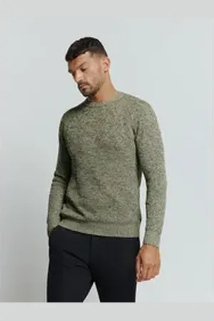 No Excess Rundhalspullover Farbiger Rippenpullover grau|grün XXL