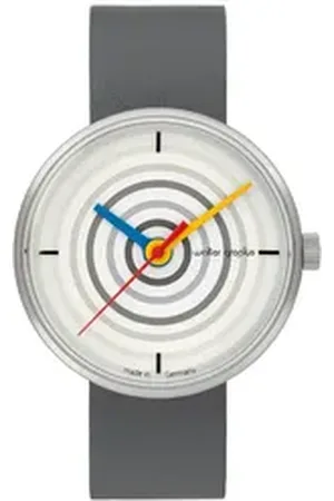 Walter Gropius Quarzuhr Made in Germany, Saphirglas, Forum Space Loops - WG 004-01, Designeruhr, Lederarmband mit Easy-Release System, Edelstahlgehäuse