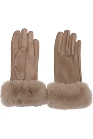 CASPAR Strickhandschuhe GLV017 klassisch elegante uni Damen Handschuhe mit Fell Dekor