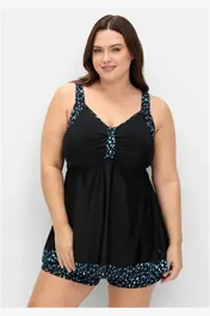 Sheego Tankini-Top Große Größen, in Longform, mit Pünktchenprint schwarz 56