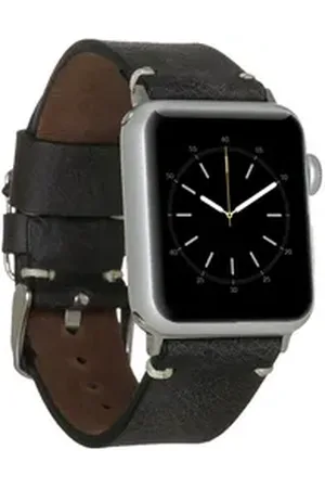 Burkley Smartwatch-Armband Exklusives Vintage Lederarmband, Handmade Stil 11 schwarz