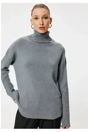 Koton Rollkragenpullover Rollkragen Oversize grau L