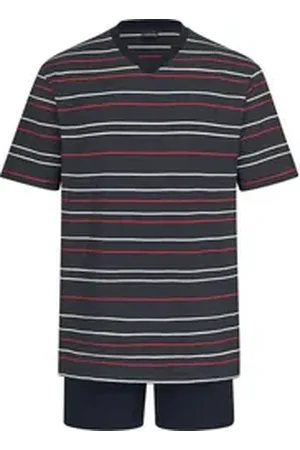 Ammann Pyjama Herren-Shorty Single-Jersey Streifen blau 52