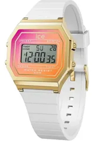 Ice-Watch Chronograph ICE digit retro sunset - Small 022720, Quarzuhr, Armbanduhr, Damenuhr, digital, Silikonarmband, Stoppfunktion weiß