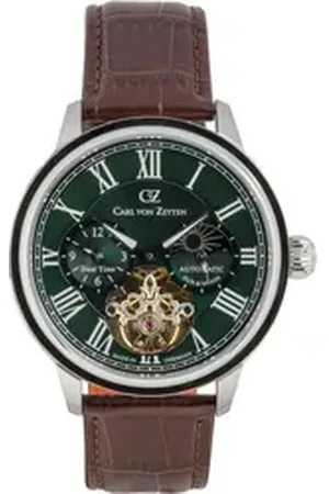 CARL VON ZEYTEN Automatikuhr Schittach CVZ0081GRS, Armbanduhr, Herrenuhr, Made in Germany, Mechanische Uhr, Lederarmband braun
