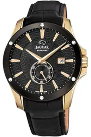 Jaguar Quarzuhr Acamar J881/1, Armbanduhr, Herrenuhr, Saphirglas, Swiss Made, Lederarmband schwarz