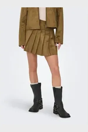 ONLY Minirock ONLTULIP FAUX SUEDE PLEAT SKIRT OTW braun XS (34)