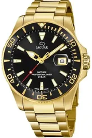 Jaguar Taucheruhr Executive Diver J877/3, Armbanduhr, Quarzuhr, Herrenuhr, Saphirglas, Swiss Made goldfarben