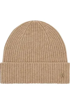 Tommy Hilfiger Strickmütze CASHMERE CHIC BEANIE mit Monogramm-Emblem braun