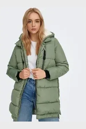 ONLY Steppmantel ONLNORA LONG PUFFER COAT mit Kapuze grün XL (42)