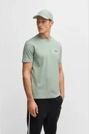 HUGO BOSS Rundhalsshirt Tee mit gummiertem Kontrast-Logo grün 6XL