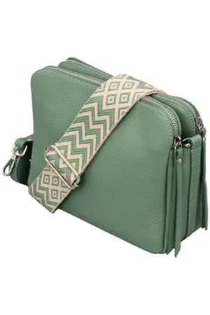 Adel Bags Schultertasche MARA Umhängetasche für Damen, Schultertasche aus Echtleder, hergestellt in Italien, mit 2 Riemen grün