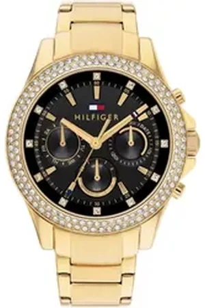 Tommy Hilfiger Multifunktionsuhr HAVEN 1782676, Quarzuhr, Armbanduhr, Damenuhr, Glaskristalle, Edelstahlarmband, Datum goldfarben