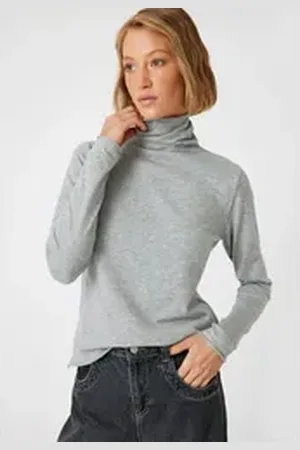 Koton Rollkragenpullover Rollkragen Regular grau M