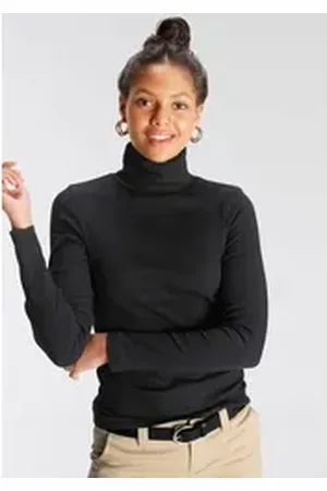 AJC Langarmshirt sehr figurbetont, Rollkragen, Basic-Stil schwarz 40/42 (M)