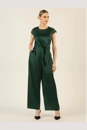 Apart Jumpsuit mit asymmetrischem Wickel zum knoten grün 34