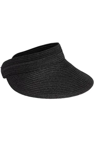 CASPAR Strohhut HT027 verstellbare leichte Damen Sommer Schirmmütze Sonnenvisor schwarz