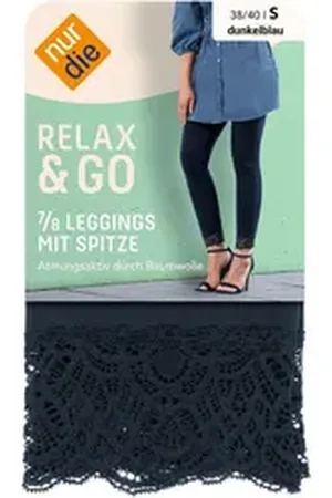 Nur Die 7/8-Leggings Relax & Go mit Spitze blau 40-42