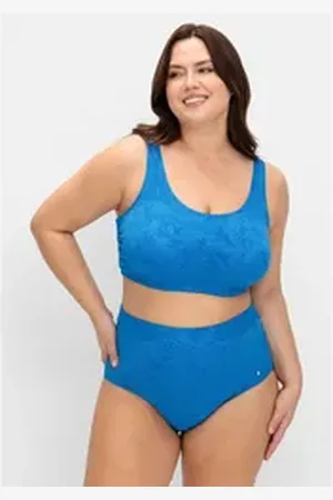 Sheego Bügel-Bikini-Top Große Größen, mit Blumen-Struktur und Softcups blau 42