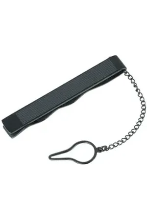 DonDon Krawattennadel Krawattenklammer Krawattennadel, Krawattennadel aus Edelstahl, mit Zierkette, verschiedene Designs schwarz