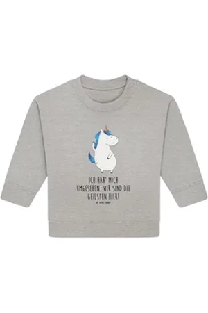 Mr. & Mrs. Panda Longpullover Einhorn Mann 12. - 18. Monat - Heather Grey - Geschenk, Einhorn Deko, (1-tlg) grau 12. - 18. Monat