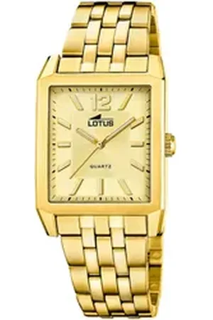 Lotus Quarzuhr Square 18984/2, Armbanduhr, Herrenuhr, Edelstahlarmband, analog goldfarben